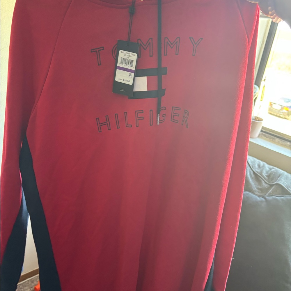 Tommy Hilfiger Red Raglan Sleeve Sweater Dress